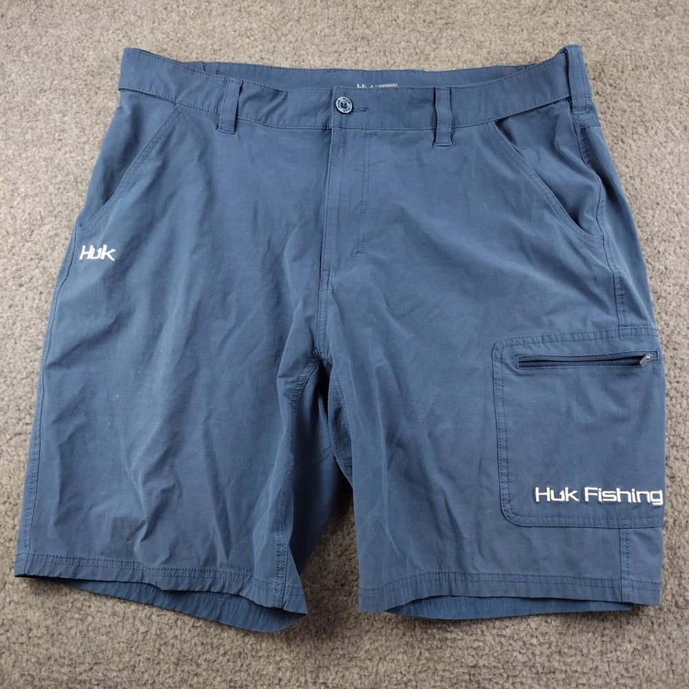 Huk Shorts Mens 2XL XXL Performance Fishing Blue Cargo Pockets